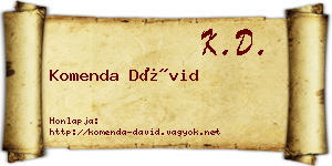 Komenda Dávid névjegykártya